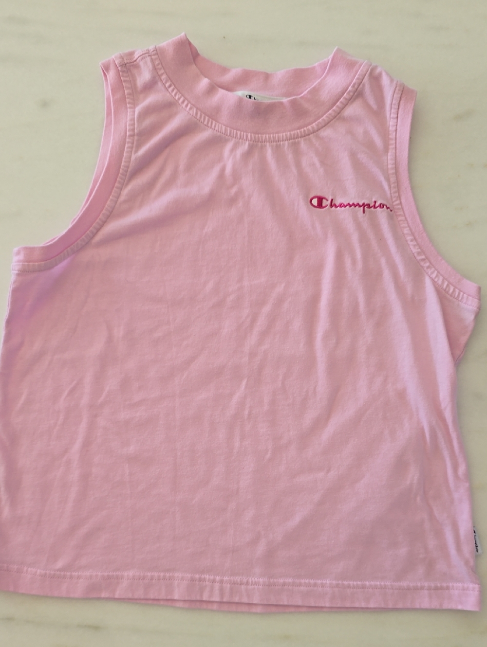Champion Light Pink Girls' Tank Top with Script Logo Size 12